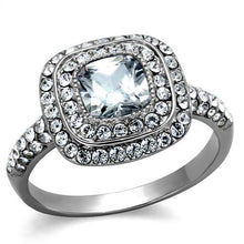 Load image into Gallery viewer, TK2114 - High polished (no plating) Stainless Steel Ring with AAA Grade CZ  in Clear