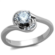 Load image into Gallery viewer, TK2116 - High polished (no plating) Stainless Steel Ring with AAA Grade CZ  in Clear