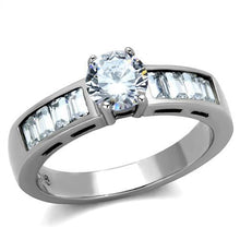 Load image into Gallery viewer, TK2117 - High polished (no plating) Stainless Steel Ring with AAA Grade CZ  in Clear