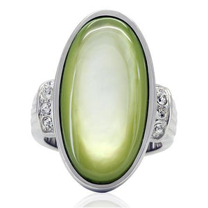 TK211 - High polished (no plating) Stainless Steel Ring with Precious Stone Conch in Apple Green color