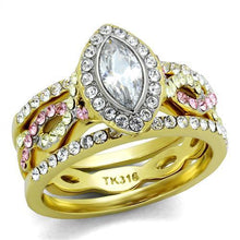 Load image into Gallery viewer, TK2129 - Two-Tone IP Gold (Ion Plating) Stainless Steel Ring with AAA Grade CZ  in Clear