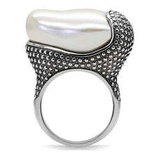 Load image into Gallery viewer, TK212 - High polished (no plating) Stainless Steel Ring with Synthetic Synthetic Stone in White
