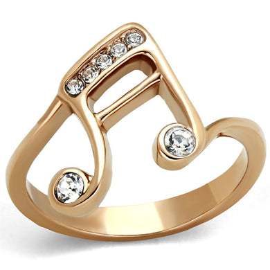 TK2130 - IP Rose Gold(Ion Plating) Stainless Steel Ring with Top Grade Crystal  in Clear