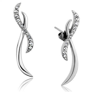 TK2146 - High polished (no plating) Stainless Steel Earrings with Top Grade Crystal  in Clear