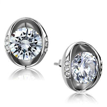 Load image into Gallery viewer, TK2149 - High polished (no plating) Stainless Steel Earrings with AAA Grade CZ  in Clear