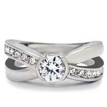 Load image into Gallery viewer, TK214 - High polished (no plating) Stainless Steel Ring with AAA Grade CZ  in Clear