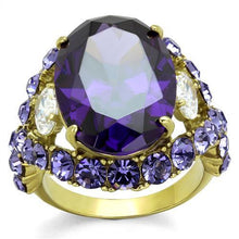 Load image into Gallery viewer, TK2160 - IP Gold(Ion Plating) Stainless Steel Ring with AAA Grade CZ  in Amethyst