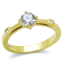 Load image into Gallery viewer, TK2170 - IP Gold(Ion Plating) Stainless Steel Ring with AAA Grade CZ  in Clear