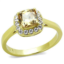 Load image into Gallery viewer, TK2173 - IP Gold(Ion Plating) Stainless Steel Ring with AAA Grade CZ  in Champagne