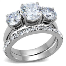 Load image into Gallery viewer, TK2177 - High polished (no plating) Stainless Steel Ring with AAA Grade CZ  in Clear