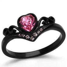 Load image into Gallery viewer, TK2192 - IP Black(Ion Plating) Stainless Steel Ring with Top Grade Crystal  in Rose
