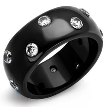 Load image into Gallery viewer, TK2196 - IP Black(Ion Plating) Stainless Steel Ring with AAA Grade CZ  in Clear