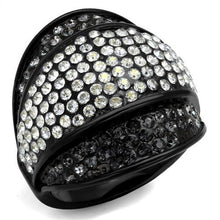 Load image into Gallery viewer, TK2200 - IP Black(Ion Plating) Stainless Steel Ring with Top Grade Crystal  in Multi Color