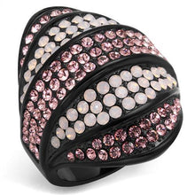 Load image into Gallery viewer, TK2201 - IP Black(Ion Plating) Stainless Steel Ring with Top Grade Crystal  in Multi Color