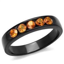 Load image into Gallery viewer, TK2206 - IP Black(Ion Plating) Stainless Steel Ring with Top Grade Crystal  in Champagne