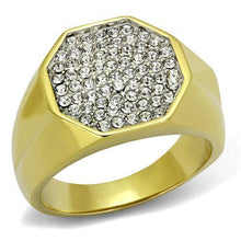 Load image into Gallery viewer, TK2221 - Two-Tone IP Gold (Ion Plating) Stainless Steel Ring with Top Grade Crystal  in Clear