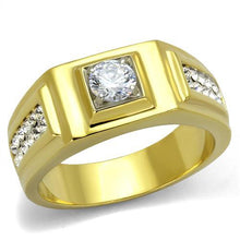 Load image into Gallery viewer, TK2222 - Two-Tone IP Gold (Ion Plating) Stainless Steel Ring with AAA Grade CZ  in Clear