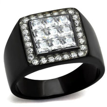 Load image into Gallery viewer, TK2230 - Two-Tone IP Black Stainless Steel Ring with AAA Grade CZ  in Clear