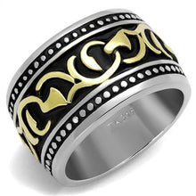 Load image into Gallery viewer, TK2234 - Two-Tone IP Gold (Ion Plating) Stainless Steel Ring with Epoxy  in Jet