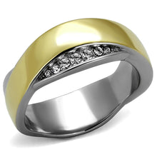 Load image into Gallery viewer, TK2264 - Two-Tone IP Gold (Ion Plating) Stainless Steel Ring with Top Grade Crystal  in Clear