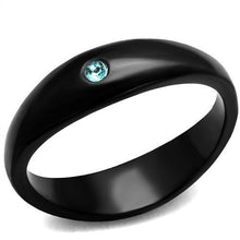Load image into Gallery viewer, TK2274 - IP Black(Ion Plating) Stainless Steel Ring with Top Grade Crystal  in Light Sapphire