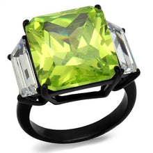 Load image into Gallery viewer, TK2275 - IP Black(Ion Plating) Stainless Steel Ring with AAA Grade CZ  in Apple Green color