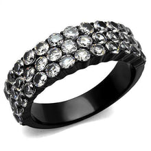 Load image into Gallery viewer, TK2277 - IP Black(Ion Plating) Stainless Steel Ring with AAA Grade CZ  in Clear