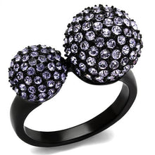 Load image into Gallery viewer, TK2285 - IP Black(Ion Plating) Stainless Steel Ring with Top Grade Crystal  in Multi Color