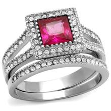 Load image into Gallery viewer, TK2293 - High polished (no plating) Stainless Steel Ring with AAA Grade CZ  in Ruby