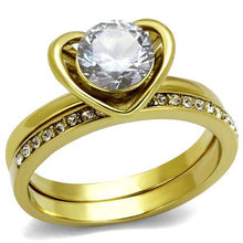 Load image into Gallery viewer, TK2295 - IP Gold(Ion Plating) Stainless Steel Ring with AAA Grade CZ  in Clear