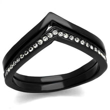Load image into Gallery viewer, TK2302 - IP Black(Ion Plating) Stainless Steel Ring with Top Grade Crystal  in Clear