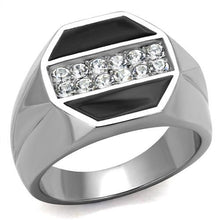 Load image into Gallery viewer, TK2309 - High polished (no plating) Stainless Steel Ring with Top Grade Crystal  in Clear