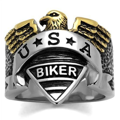 TK2327 - Two-Tone IP Gold (Ion Plating) Stainless Steel Ring with Epoxy  in Jet
