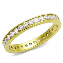 Load image into Gallery viewer, TK2343G - IP Gold(Ion Plating) Stainless Steel Ring with AAA Grade CZ  in Clear