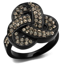 Load image into Gallery viewer, TK2347 - IP Black(Ion Plating) Stainless Steel Ring with Top Grade Crystal  in Light Smoked