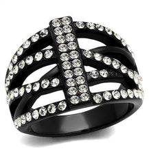 Load image into Gallery viewer, TK2354 - IP Black(Ion Plating) Stainless Steel Ring with Top Grade Crystal  in Clear