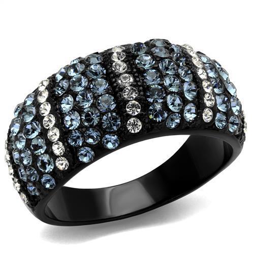 TK2355 - IP Black(Ion Plating) Stainless Steel Ring with Top Grade Crystal  in Montana
