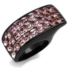 Load image into Gallery viewer, TK2359 - IP Black(Ion Plating) Stainless Steel Ring with Top Grade Crystal  in Light Rose