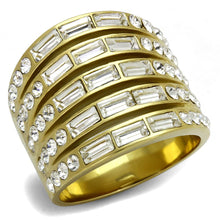 Load image into Gallery viewer, TK2362 - IP Gold(Ion Plating) Stainless Steel Ring with Top Grade Crystal  in Clear