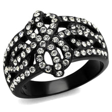 Load image into Gallery viewer, TK2363 - IP Black(Ion Plating) Stainless Steel Ring with Top Grade Crystal  in Clear