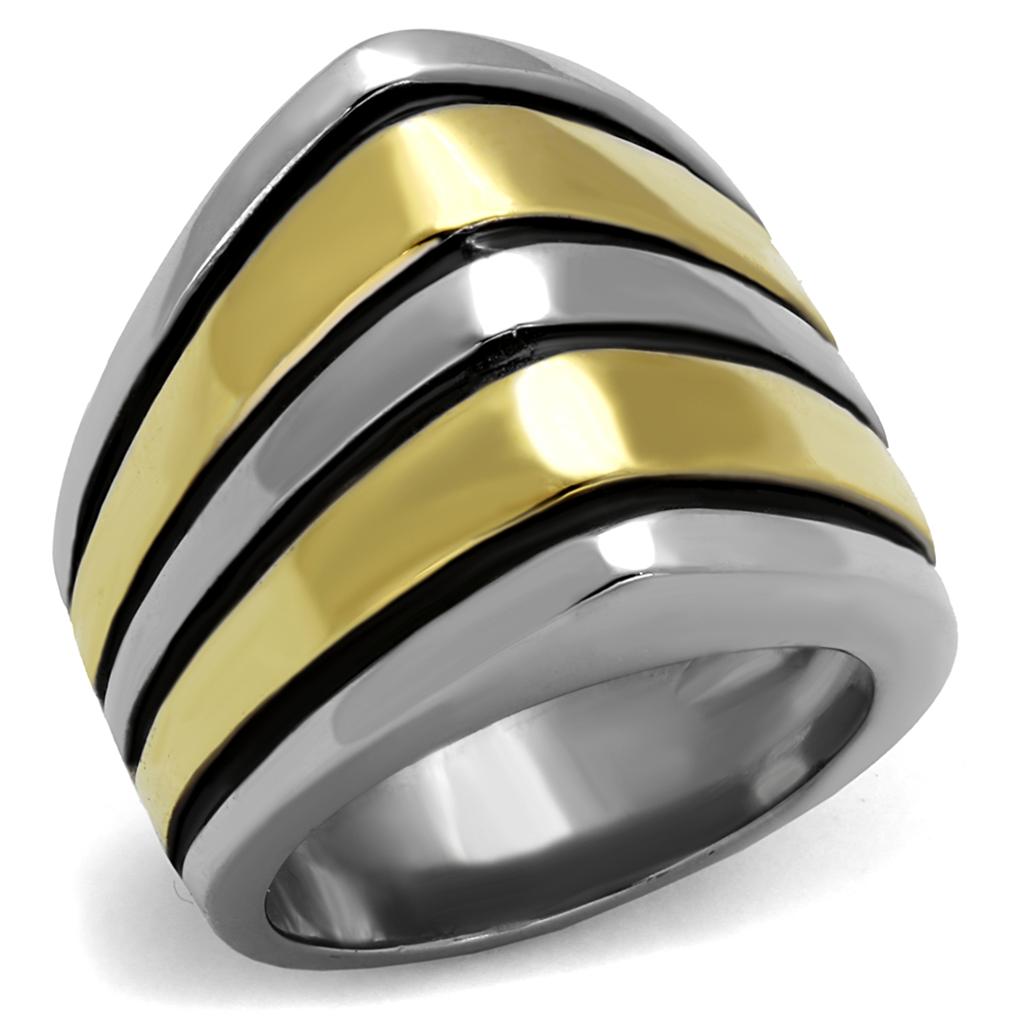 TK2367 - Two-Tone IP Gold (Ion Plating) Stainless Steel Ring with Epoxy  in Jet