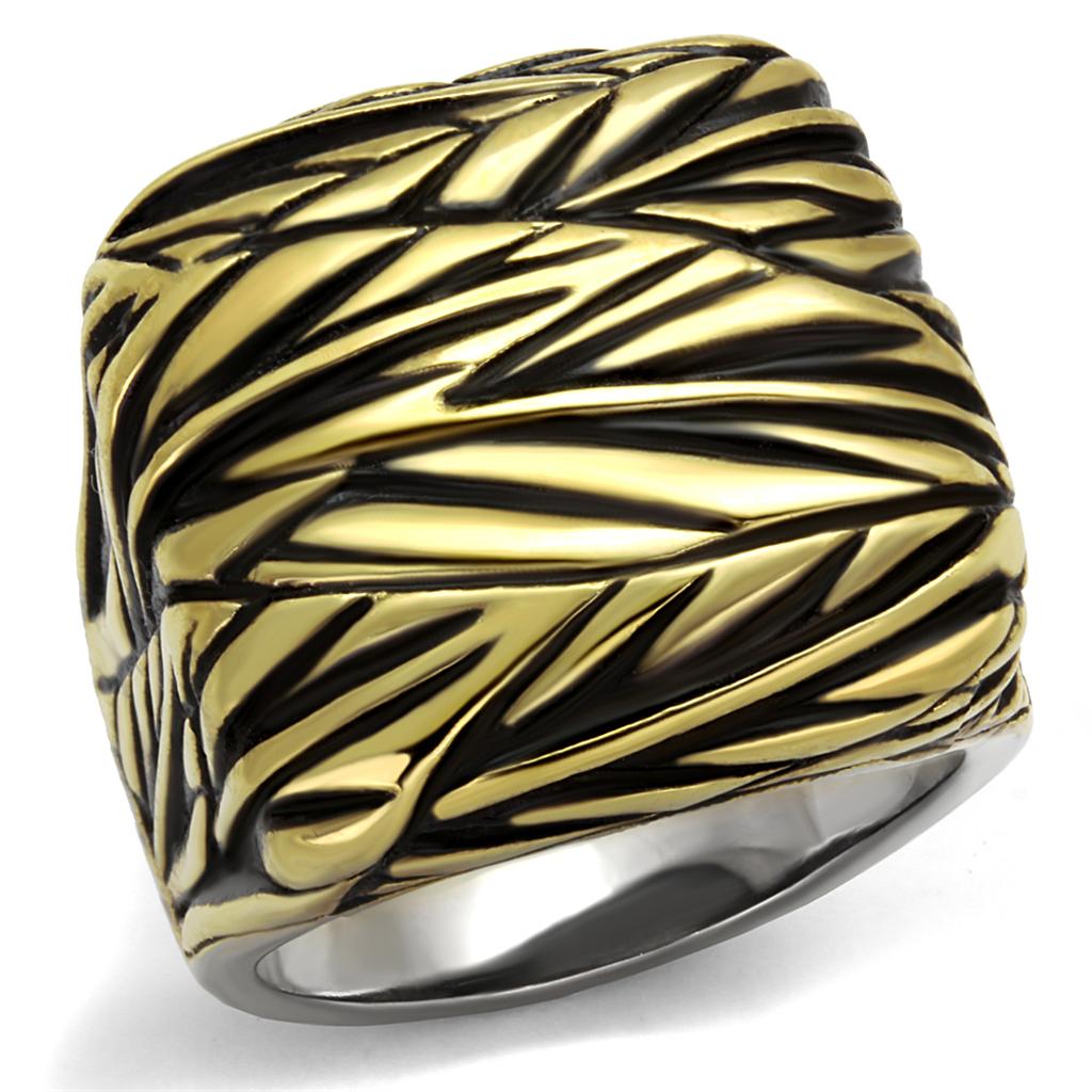 TK2370 - Two-Tone IP Gold (Ion Plating) Stainless Steel Ring with Epoxy  in Jet