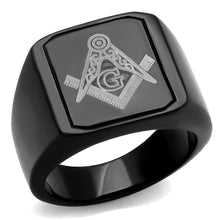 Load image into Gallery viewer, TK2371 - IP Black(Ion Plating) Stainless Steel Ring with No Stone