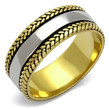 Load image into Gallery viewer, TK2375 - Two-Tone IP Gold (Ion Plating) Stainless Steel Ring with Epoxy  in Jet