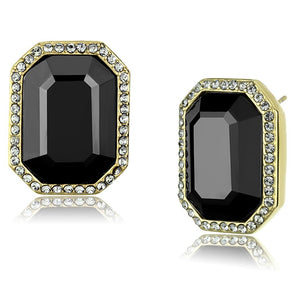 TK2378 - IP Gold(Ion Plating) Stainless Steel Earrings with Top Grade Crystal  in Hematite