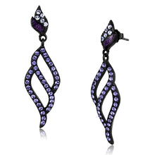 Load image into Gallery viewer, TK2379 - IP Black(Ion Plating) Stainless Steel Earrings with Top Grade Crystal  in Tanzanite