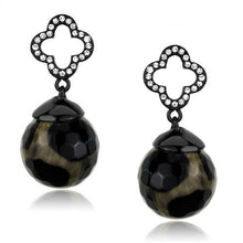 Load image into Gallery viewer, TK2384 - IP Black(Ion Plating) Stainless Steel Earrings with Synthetic Onyx in Multi Color