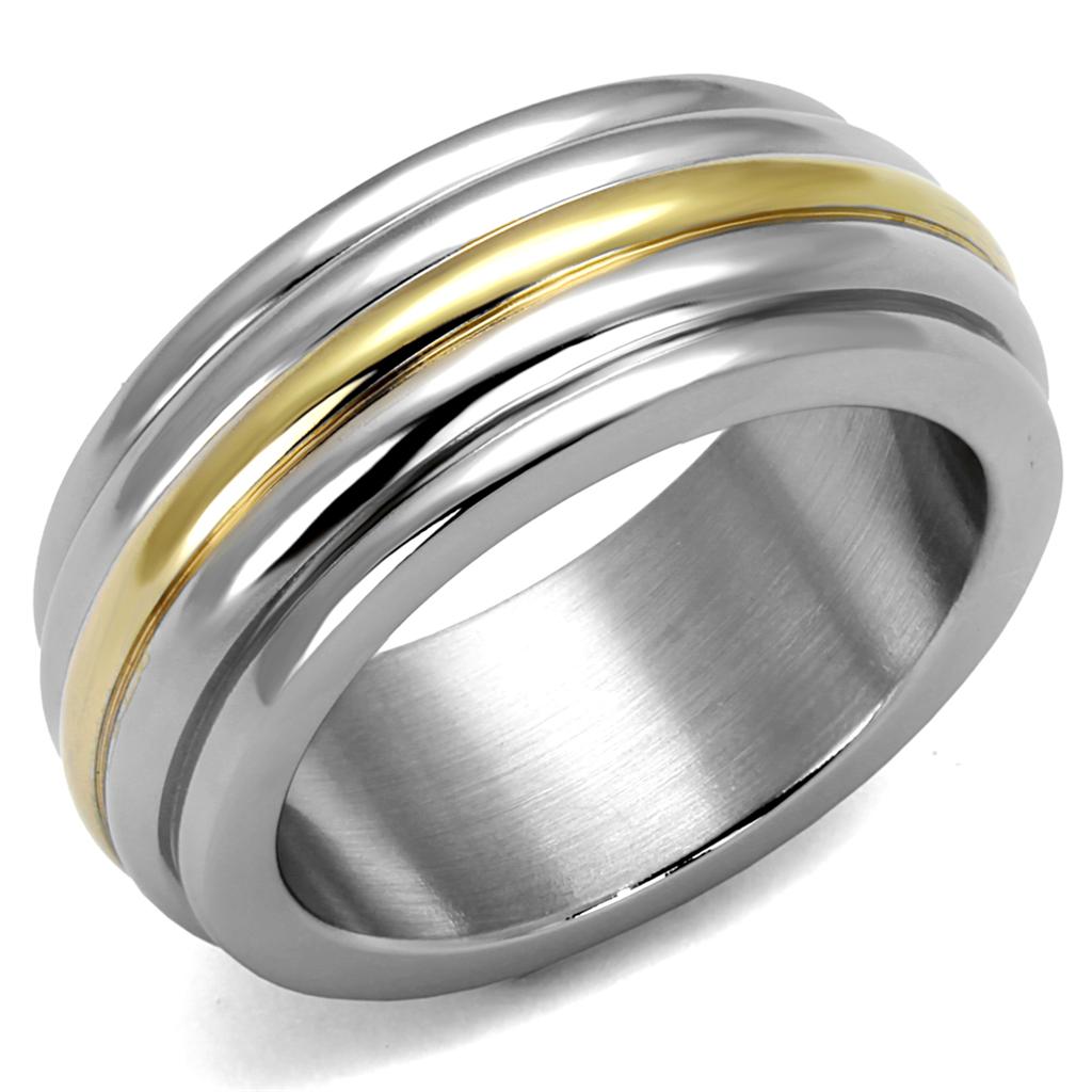 TK2390 - Two-Tone IP Gold (Ion Plating) Stainless Steel Ring with No Stone