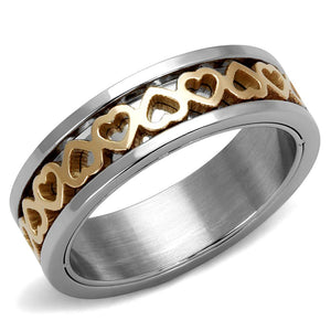 TK2398 - Two-Tone IP Rose Gold Stainless Steel Ring with No Stone