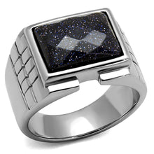 Load image into Gallery viewer, TK2399 - High polished (no plating) Stainless Steel Ring with Blue Sand  in Montana